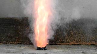 Black sugar propellant burn test 1.25'' sample