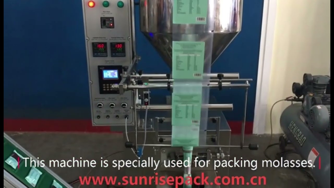 Automatic molasses packaging machine.Adopts panasonic plc and touch screen,easy operation