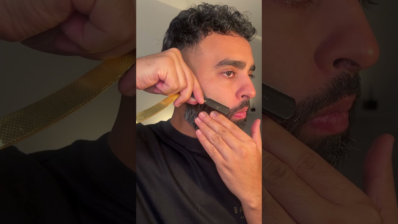 PERFECT Cheekline Shave On THICK Beard How To Use A Straight Razor Balance RX1 Asmr Shorts