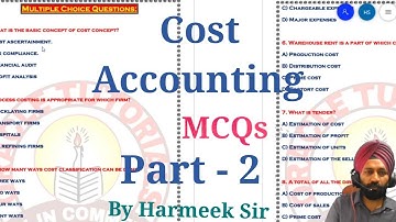 Cost Accounts - MCQs Part 2 by Harmeek Sir #Accountancy for JKSSB Exam