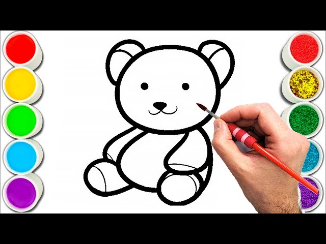 How to draw a teddy bear | Teddy bear drawing for kids | Rosu arts |  cartoon outline drawing |art in 2024 | Teddy bear drawing, Bear drawing,  Outline drawings