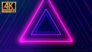 Neon Light Triangle Tunnel 4K | Backround Video | Loop Video | White noise