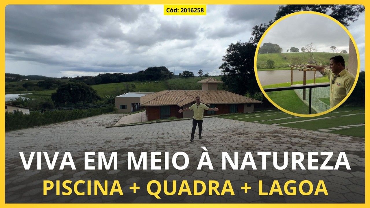 SÍTIO COMPLETO COM PISCINA, QUADRA E LAGOA – PORTEIRA FECHADA EM FLORESTAL/MG
