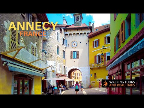 Пешеходная экскурсия по старому французскому городу Анси 4k красивый город Франция Венеция Альпы