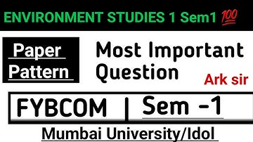 2024 University solution ENVIRONMENT STUDIES EVS 1 Important QUESTIONS Fybcom sem1 ARK sir Idol Exam
