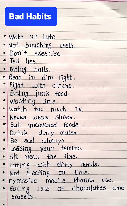 10 bad habits in english || Bad habits essay in english 10 line #habits