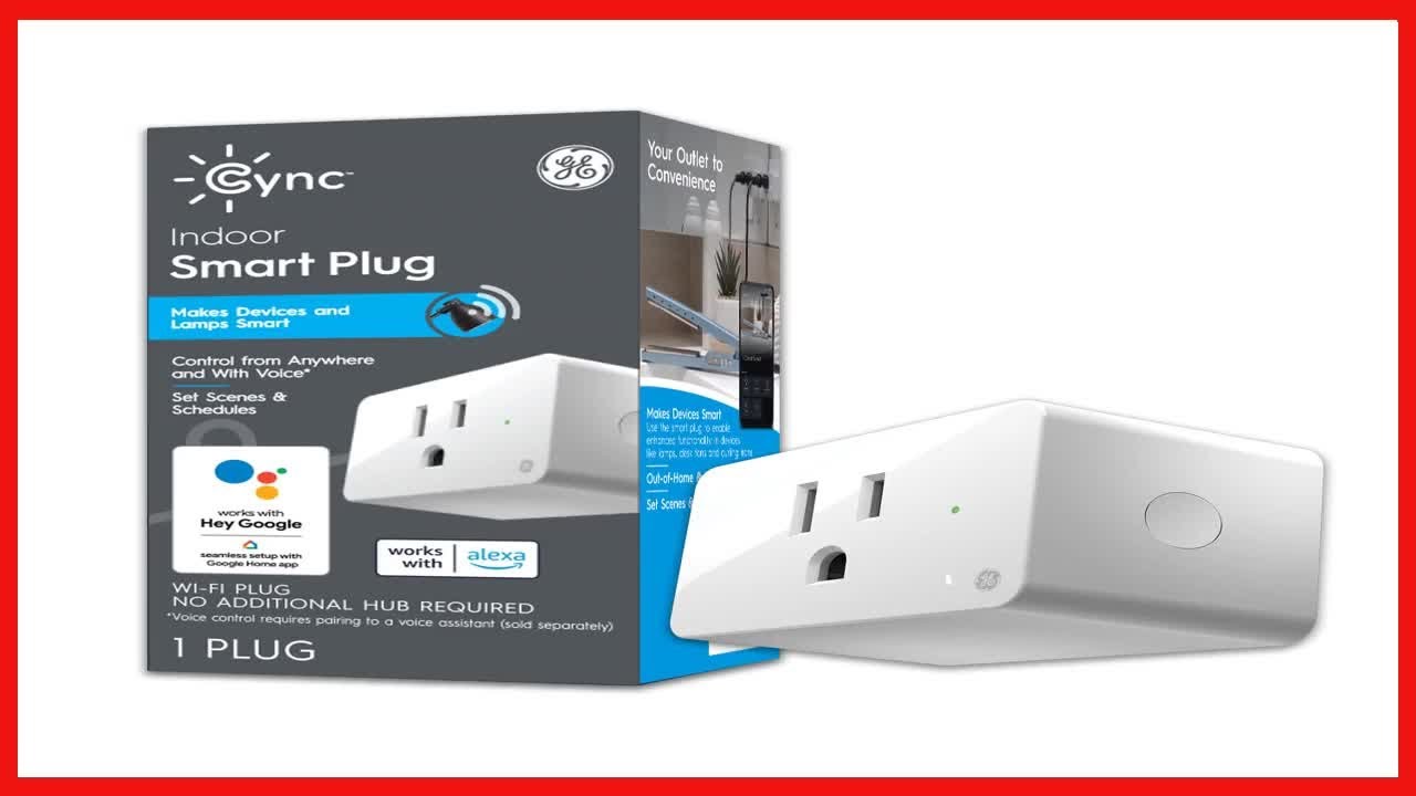 GE CYNC Indoor Smart Plug with Bluetooth and Wifi, Alexa and Google Home  Compatible 