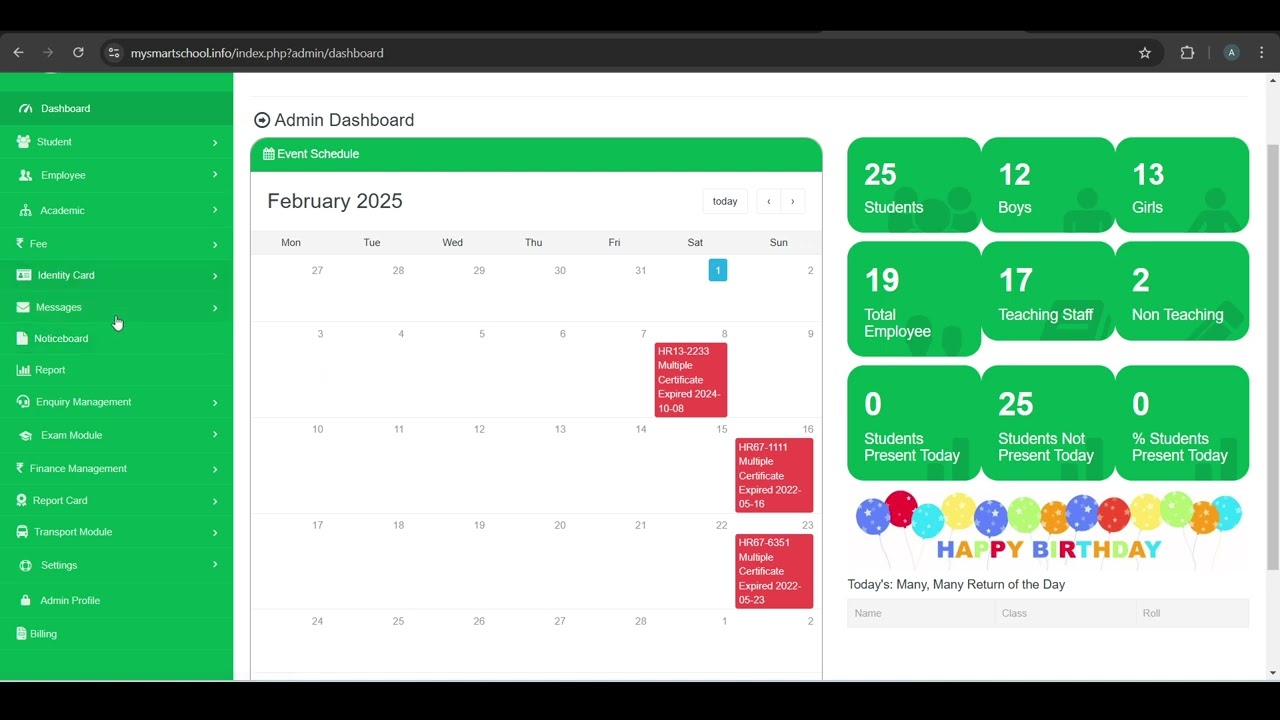 MySmartSchool Demo (Hindi) | Cloud-Based School Management System - A School ERP Software