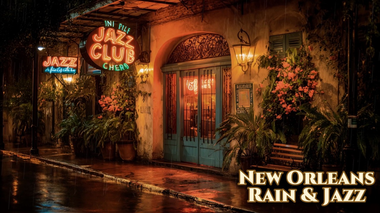 LIVE New Orleans Rain & Jazz | French Quarter Night Ambience with Relaxing Jazz Music