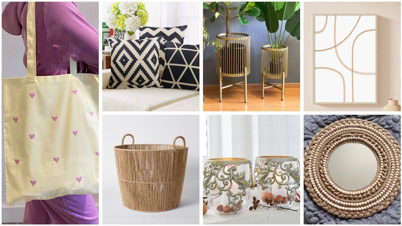 أفكار 💡عندك خيوط او قماش او ملابس قديمة اصنعي ديكورات و منظمات  #diy#craft