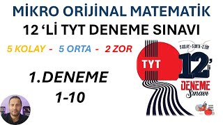 MİKRO ORİJİNAL 12 Lİ TYT DENEME SINAVI ÇÖZÜMLERİ 2024 / 2025