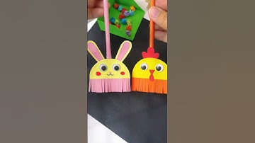 #shorts Chiếc chổi quét nhà dễ thương từ giấy màu #handmade #choicungcon #thucongsangtao