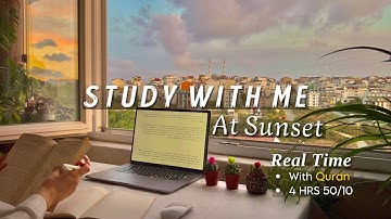 🗂️4HR STUDY WITH ME(50/10)ㅣQuran recitation | Lofi Quran With Rain | with alarm & timer