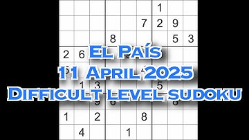Sudoku solution – El País 11 April 2025 Difficult level