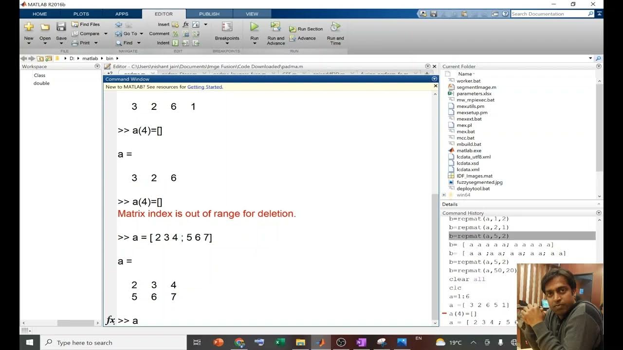Lec32: MATLAB: To delete elements from the Matrix - YouTube