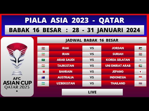 PIALA ASIA 2023 QATAR | Jadwal Babak 16 Besar Piala Asia | INDONESIA vs AUSTRALIA | Live