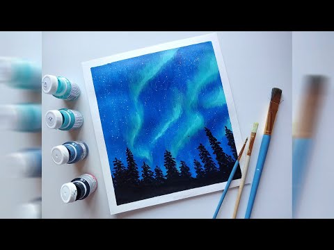 Northern lights / draw simply / Северное сияние / Рисуем очень просто