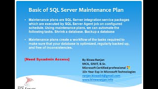 Optimizing Database-Basic of SQL Server maintenance plan