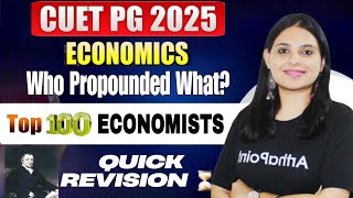 100 IMPORTANT ECONOMISTS & THEIR THEORIES | CUET PG ECONOMICS 2025 | CUET MA Economics Entrance
