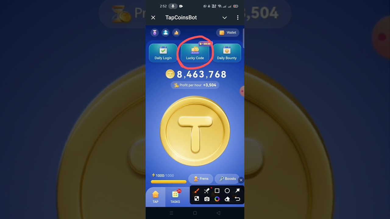 Tapcoin today lucky code today Tapcoin today all lucky code 
