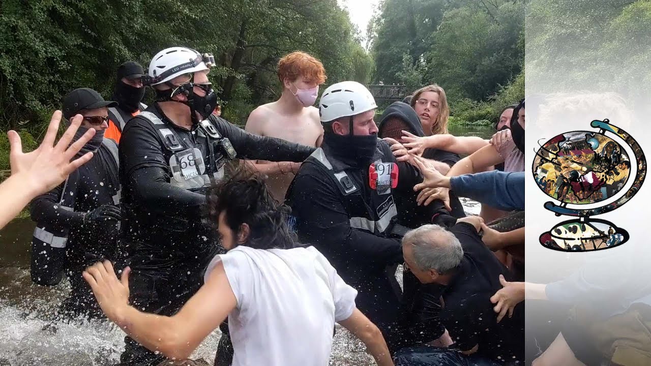Documentary backdrop image for The Battle of Denham Ford: HS2 protests continue, amid increasing activity from Extinction Rebellion (2021)