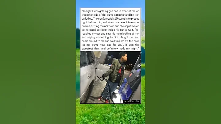 On a freezing night, a 10-year-old boy saw a woman at the gas pump.