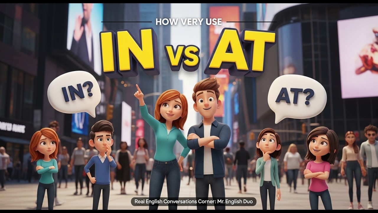 How to Use IN vs AT in English | Real Life Conversation Practice (Beginner Friendly)