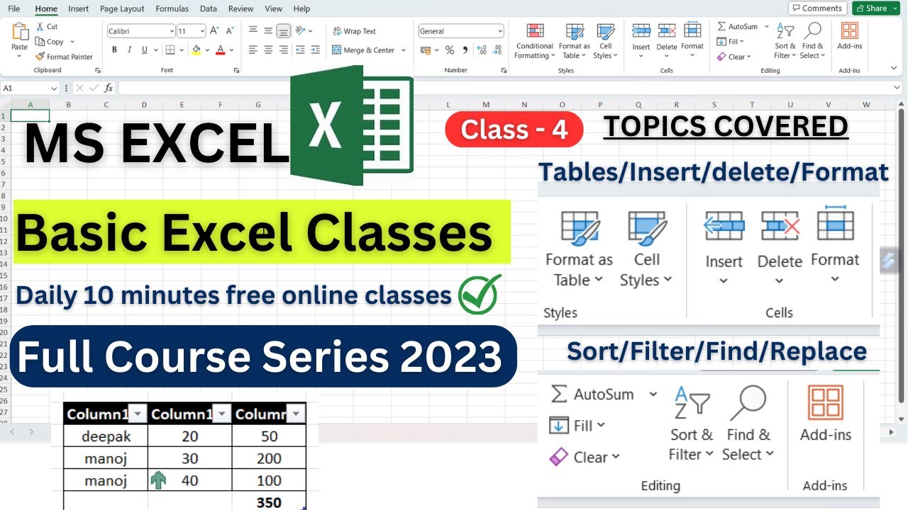 Basic Excel for beginners | Excel tutorial in hindi | MS Excel full ...