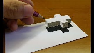 3d step draw easy cross paper floating trick very