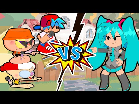 Mongo e Drongo em Friday Night Funkin' com Hatsune Miku – FNF em desenho animado