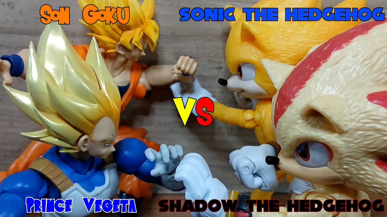 Goku and Vegeta vs Sonic and Shadow (Stop Motion)