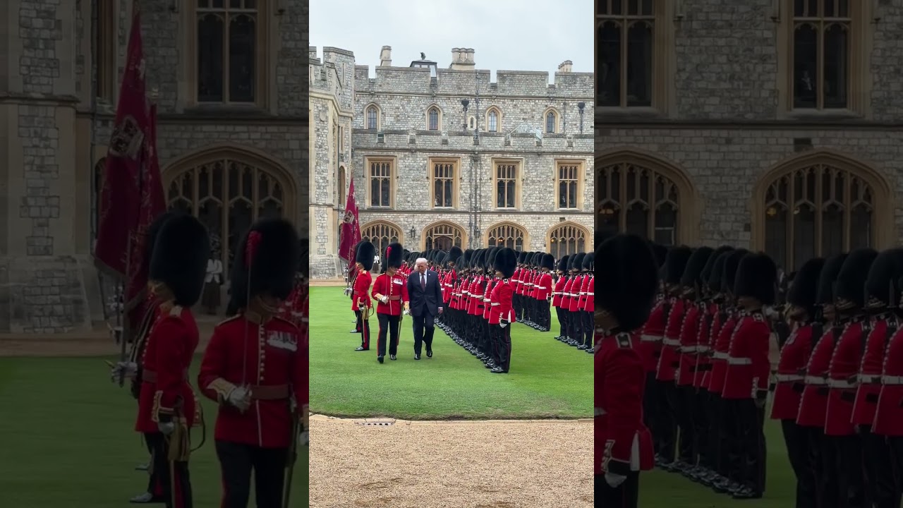 President Donald Trump inspecting the Guard of Honor with King Charles 🇺🇸🇬🇧