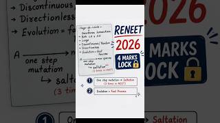 Hugo De Vries Mutation Theory | 4 Marks Lock 🔒 | RE-NEET 2026 Biology Most Expected Question