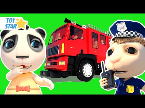 Bombeiro - Ajudante de Bebê | Policial aqui! Panda com medo | Desenhos animados infantis