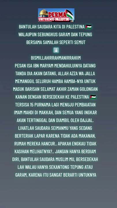 Bantulah Saudara Kita di Palestina #palestina #selamatkanpalestina #sedekah #derma #zakat #sumbangan