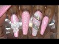 Acrylic Nails Tutorial - How To Encapsulated Nails with Nail Forms - Glitter and 3D Acrylic Bow