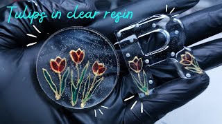 Tulips in Clear Resin with tiny bubbles lol • #resinart #resincrafts how to remove bubbles in resin