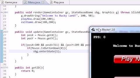 Java Game Development with Slick - 15 - Making the Menu Buttons Work