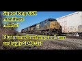 CSX Super long Manifest trains meet with named Cryo-Trans reefers and other cars plus ugly SD40-3s