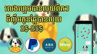 លេងហ្គេមបានលុយពិតៗ2$-25$ហ្គេមចិញ្ចឹមកូនឆ្កែ | Lovely pet 2023 | Khmer earn money online 2023