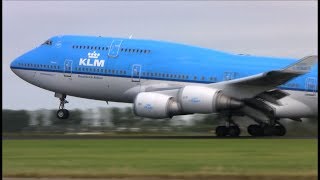 KLM Queen Boeing 747 Powerful Takeoff at Amsterdam Schiphol Airport