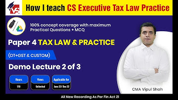 CS Executive TLP - Lecture 2  Introduction to Tax | For June - Dec 2022  | By CMA Vipul Shah