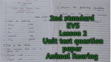 Animal rearing UT Unit test question paper EVS 2nd standard lesson no 2 NCERT Karnataka state board