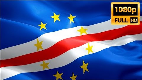 Cape Verde flag closeup 1080p Full HD 1920X1080 footage video waving in wind. Cape Verde flag HD