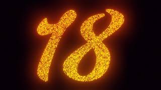 Eighteen Years Number On Black Background, 3 Fonts Versions Flying Sparks 2D Animation. 4K Download