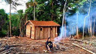 Memasang dinding pondok kayu bulat memulai hidup baru berkebun di hutan ep 04