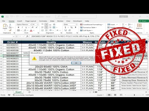 Microsoft excel can’t insert new cells because it would push non-empty cells