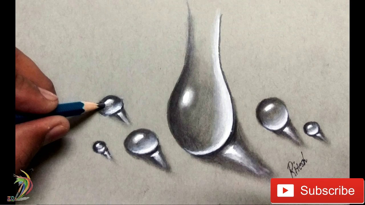 Very Easy - How to Draw Water Drops | Step by Step Realistic Water Drop