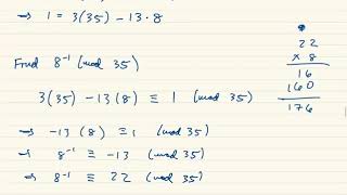 Linear Congruence Example: 8x congruent to 10 (mod 35)