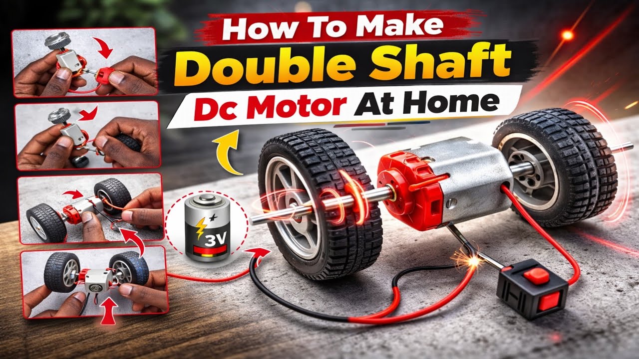 How To Make Double Shaft Dc Motor At Home #shorts #dcmotor #experiment ...
